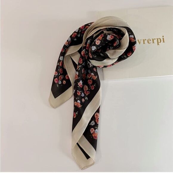 Black Rose Silky Scarf - Picture 3 of 4